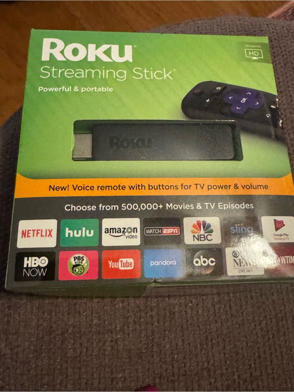 Roku Black Streaming Stick with Black Remote and Purple Controls